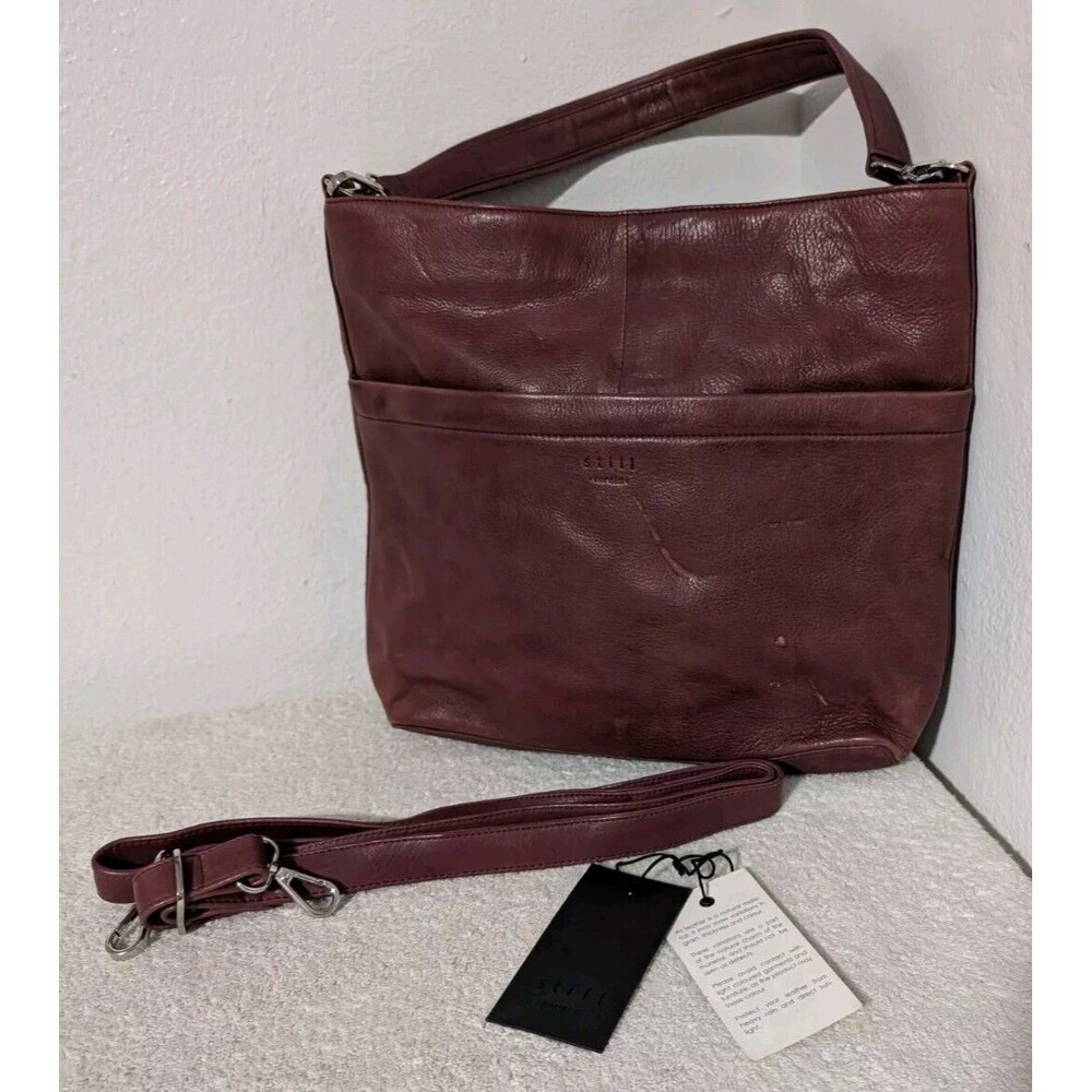 Still Nordic Anouk Hobo Crossbody Bag Shoulder Purse Leather Maroon